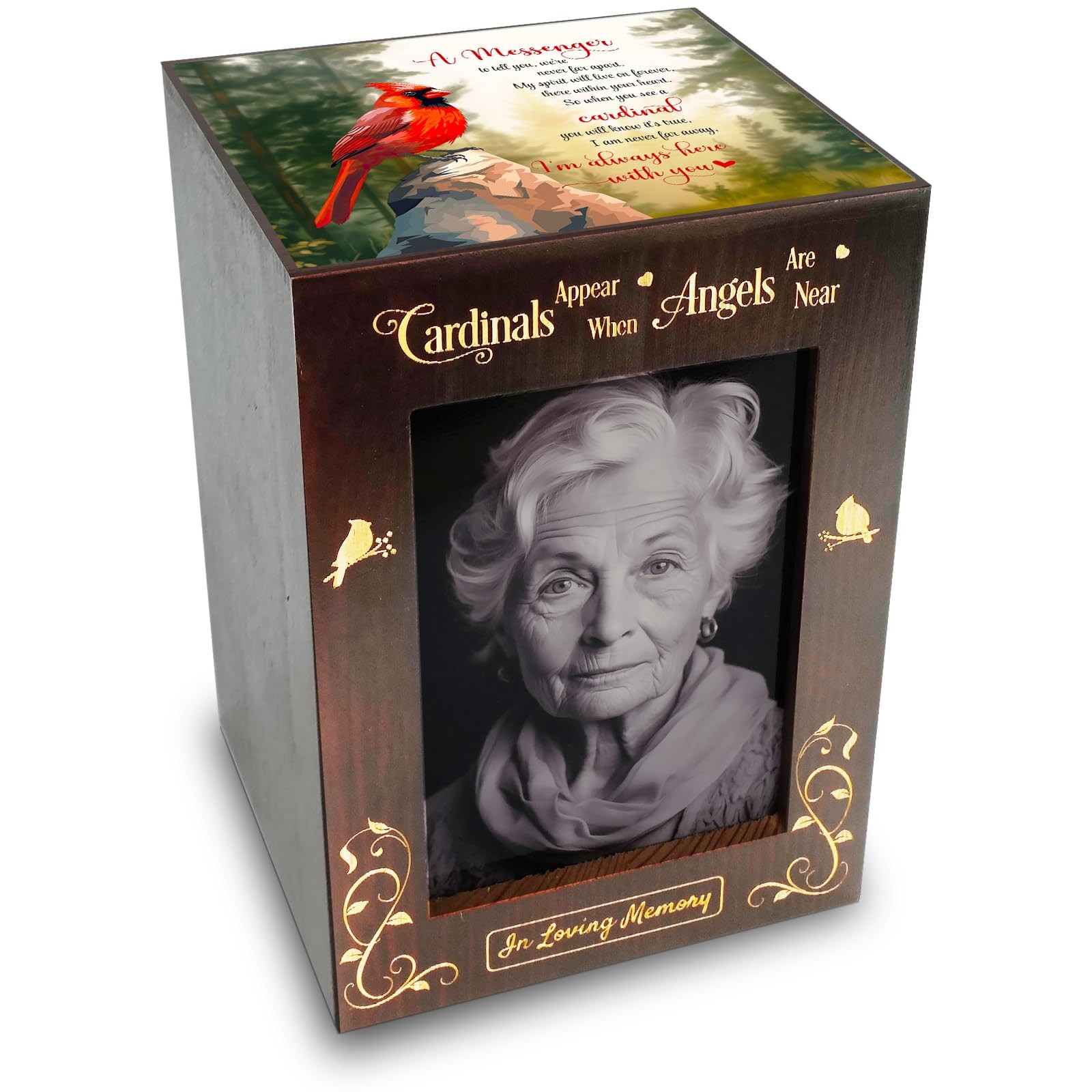 - Wooden Cremation Urns with Photo Frame for Human Ashes Adult Female Male, W...