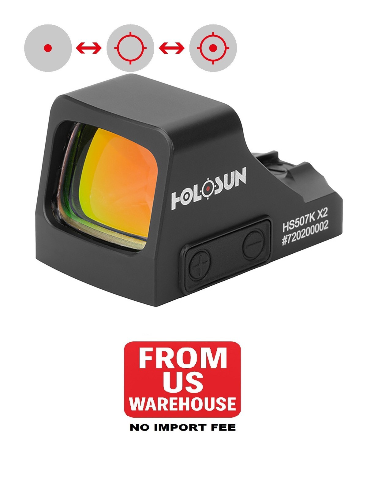 Holosun HS507K X2 Red Dot Open Reflex Sight 2 MOA Dot & 32 MOA Circle