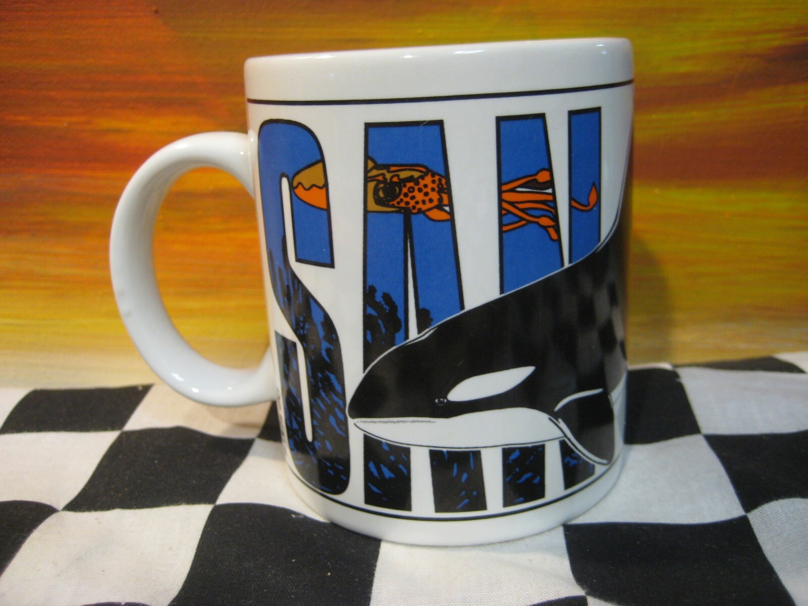 San Diego Aquarium Souvenir Mug with Orca & Squid Gift Creations Chatsworth CA