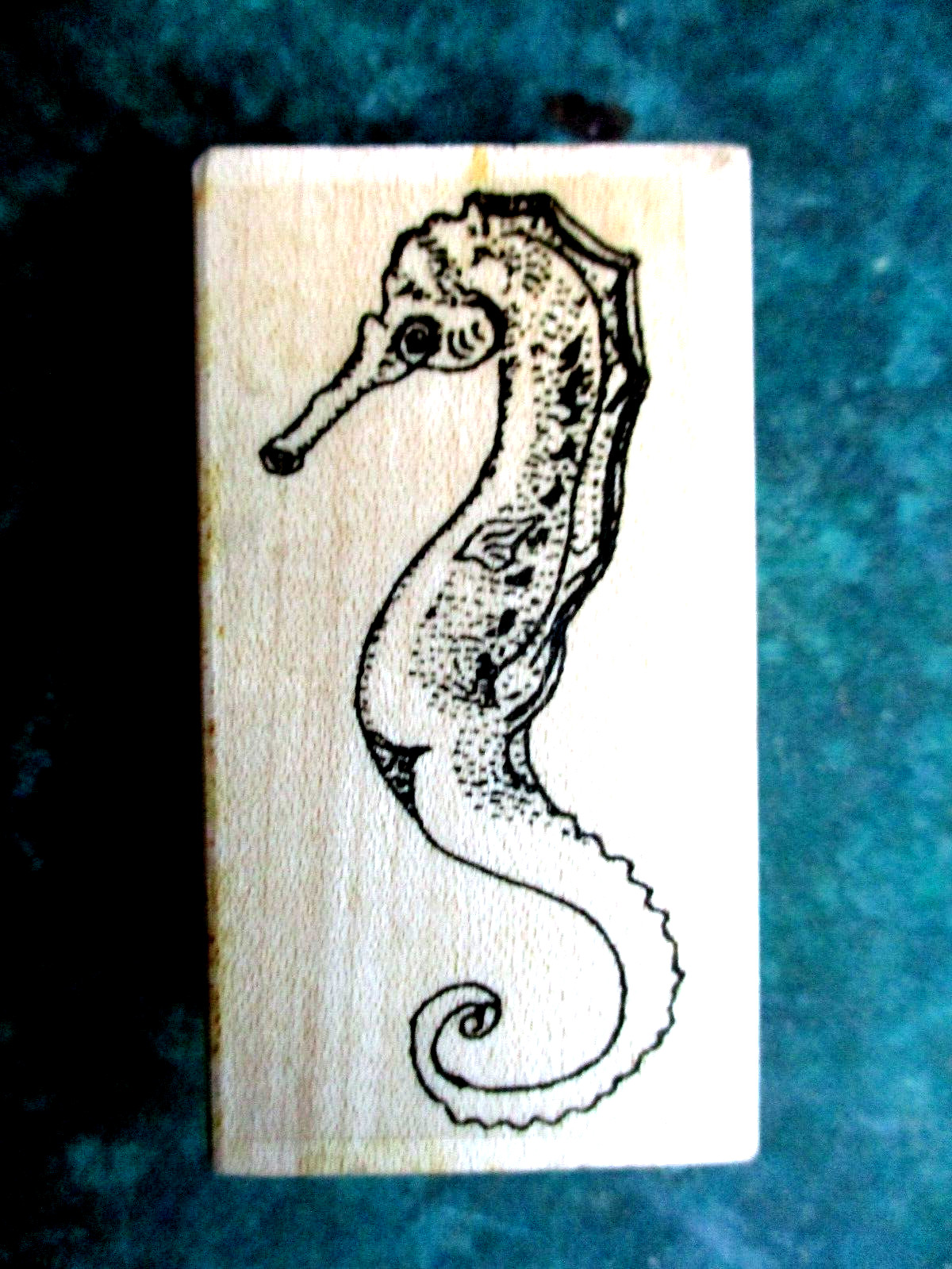 SEAHORSE AFTER MIDNIGHT ART RUBBER STAMP WOOD MTD
