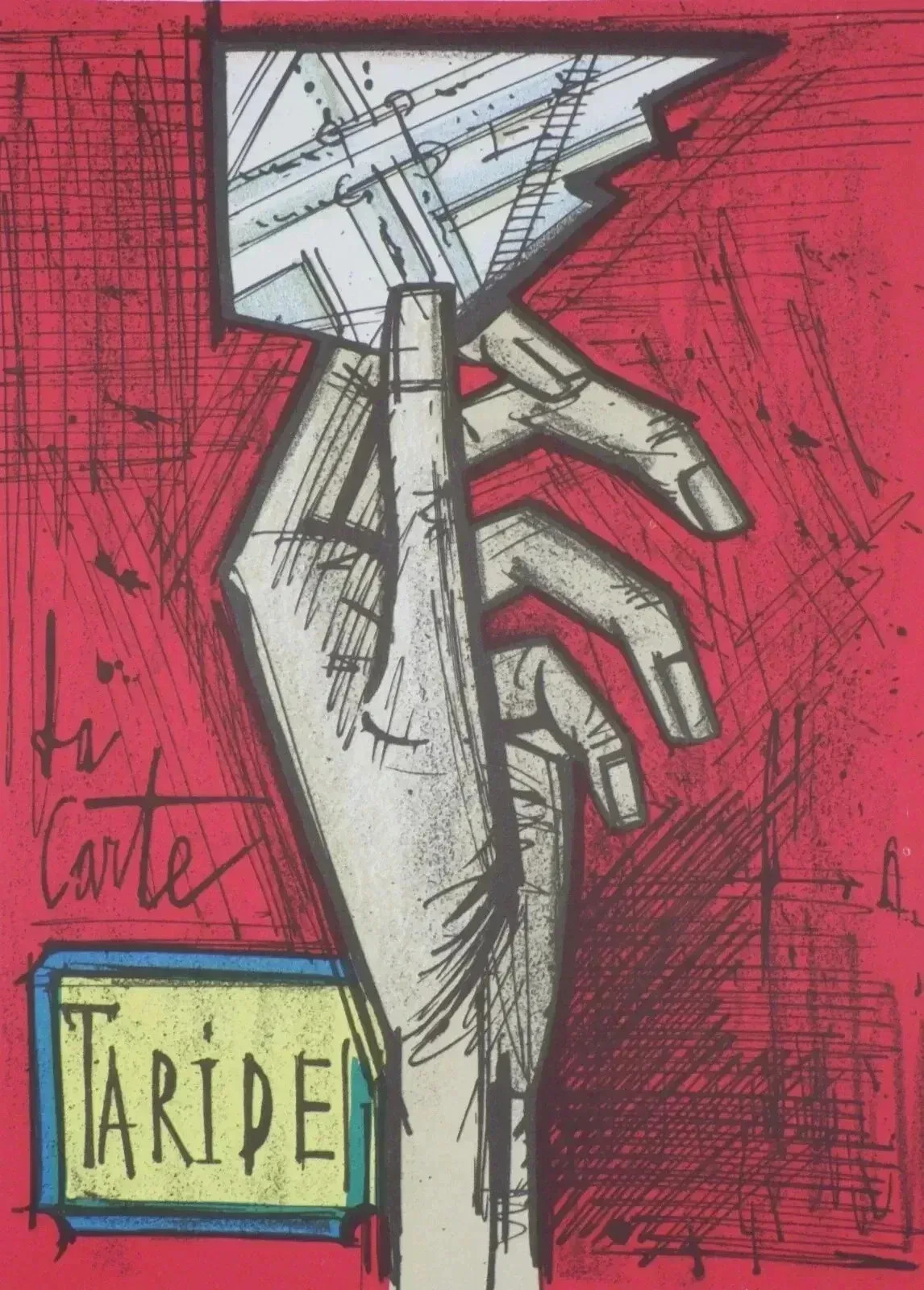 Bernard BUFFET : La carte, LITHOGRAPHIE originale, 3000ex, MOURLOT, 1968