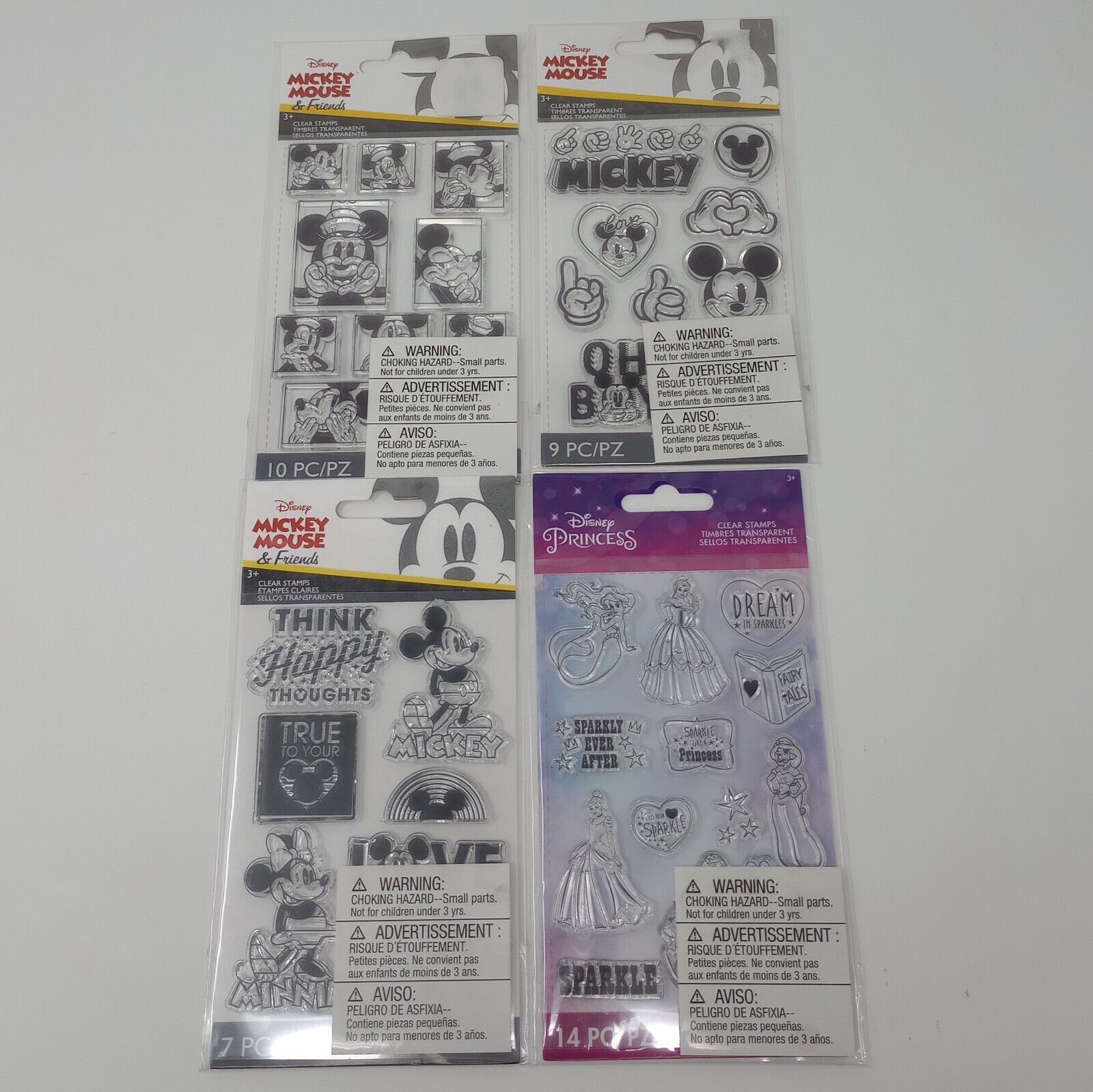 Disney Mickey Minnie Mouse & Princess EK Success Clear Stamp Lot of 4