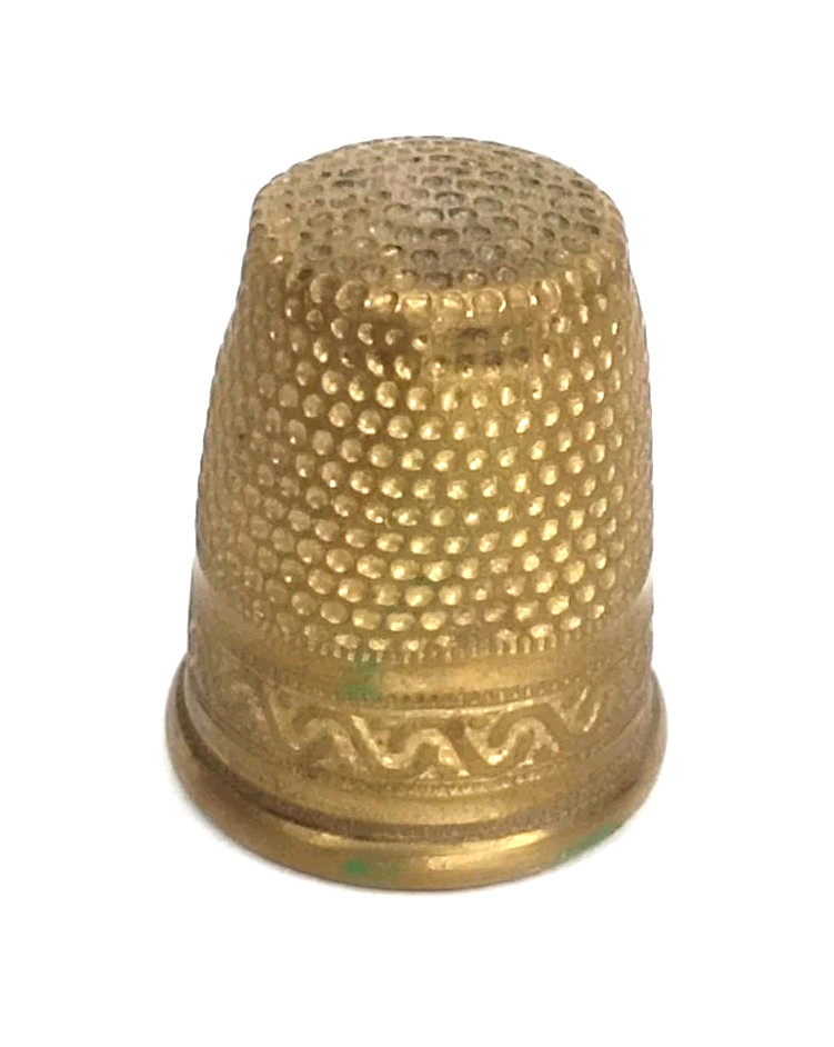 Antique Brass Sewing Thimble Greek Key Geometric Pattern Made In USA 1900s