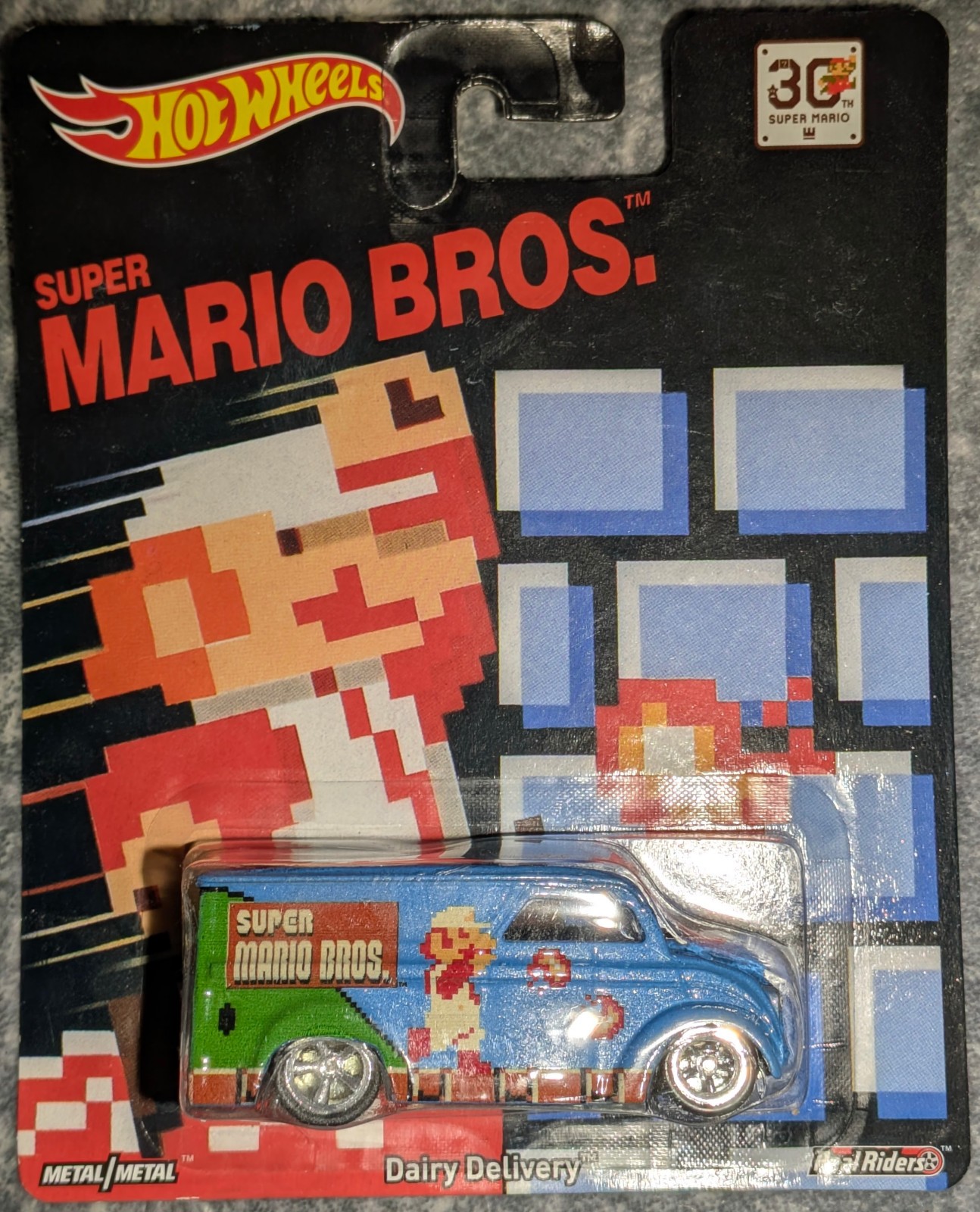 Nintendo Super Mario Bros Dairy Delivery Hot Wheels Real Riders Diecast Van