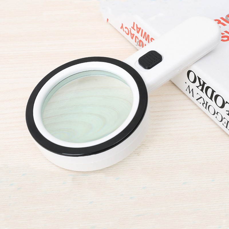 30X Magnifying Glass Hand-Held Magnifier 12 LED Lamp Microscope Curio Jewelers