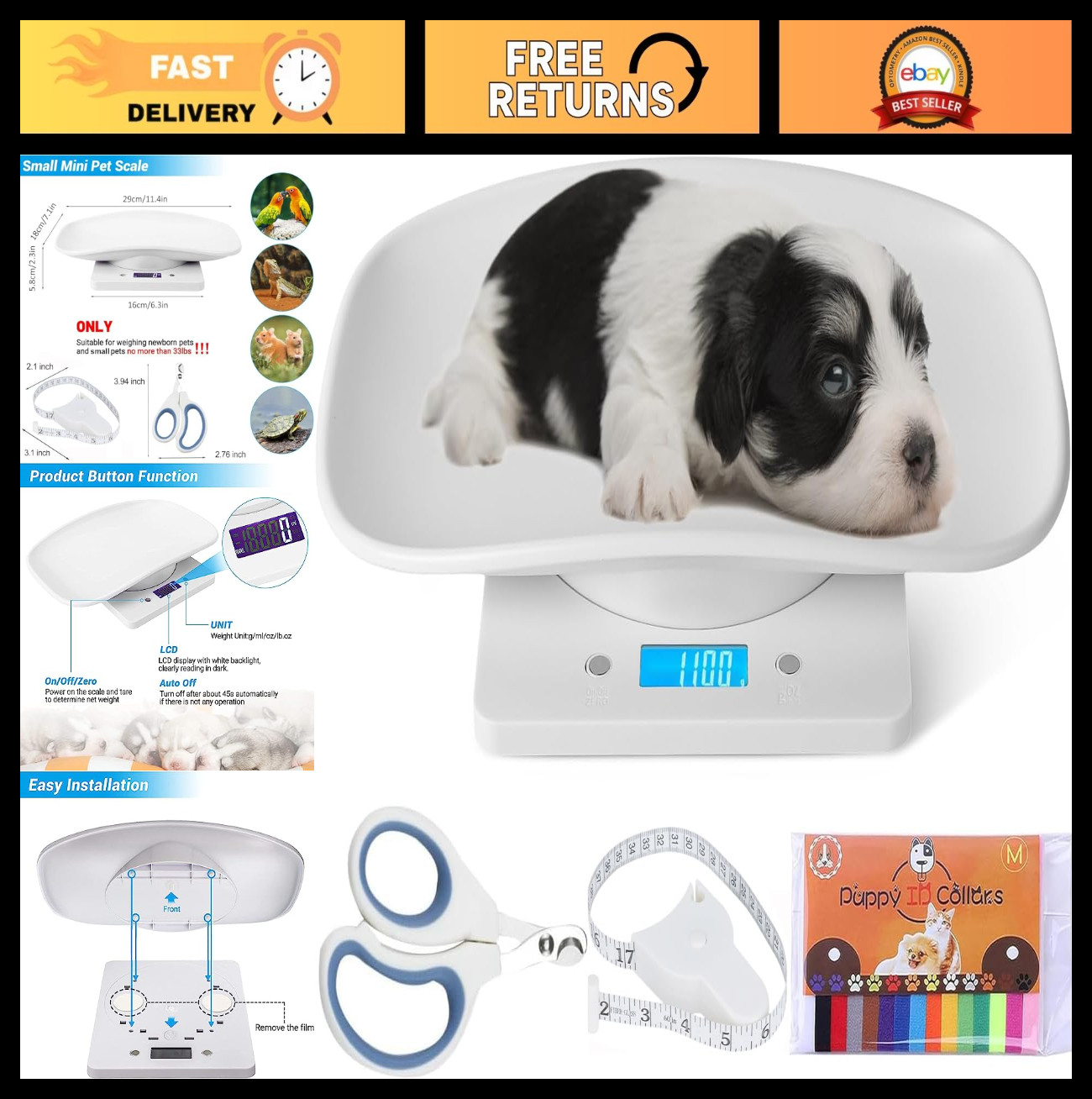 Digital Pet Scale for Small Animals - Puppy & Kitten Weighing Scale, 33 lb Capac