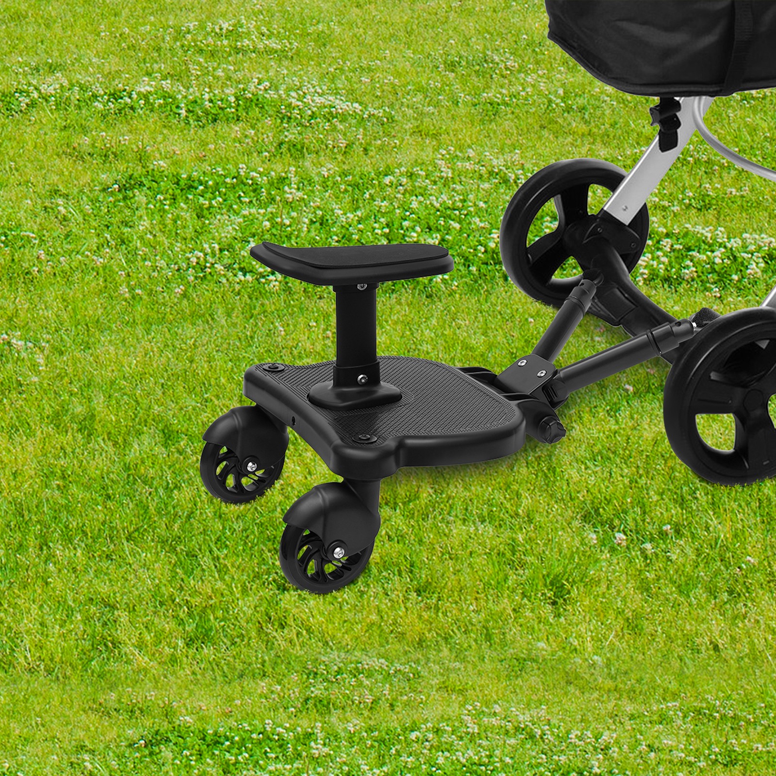 Universal 2 in 1 Stroller Ride Board w/ Detachable Seat, Stroller Glider board