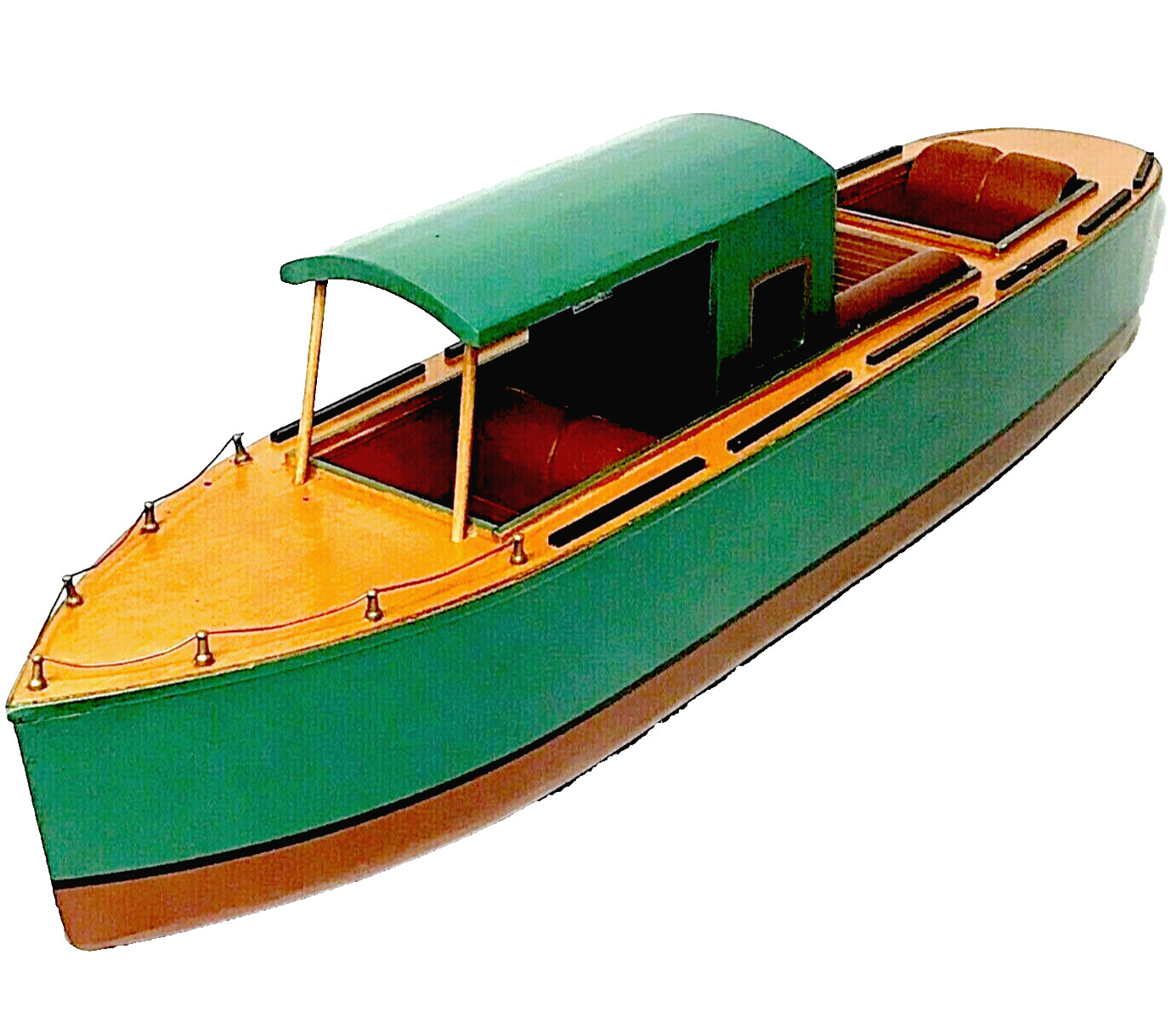 Wooden Pond Boat Vintage Model 24" Cabin Cruiser Yacht MCM Nautical Decor Folk