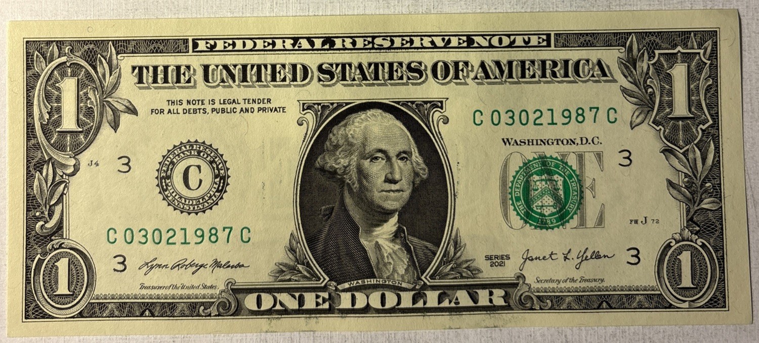 BIRTHDAY/ANNIVERSARY $1.00 CURRENCY unCirculated Note 03-02-1987