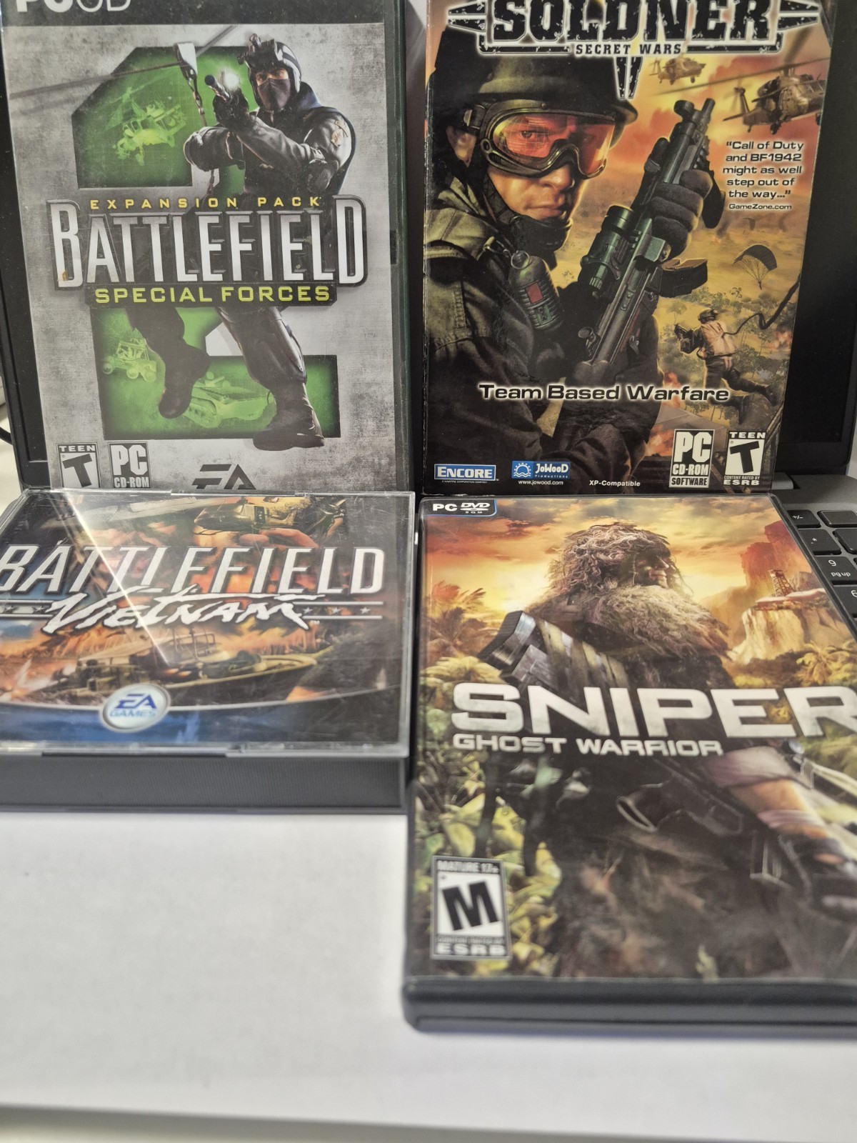 EA Games Battlefield, Soldner, Sniper Ghost Warrior PC CD-ROM Shooter Game Lot