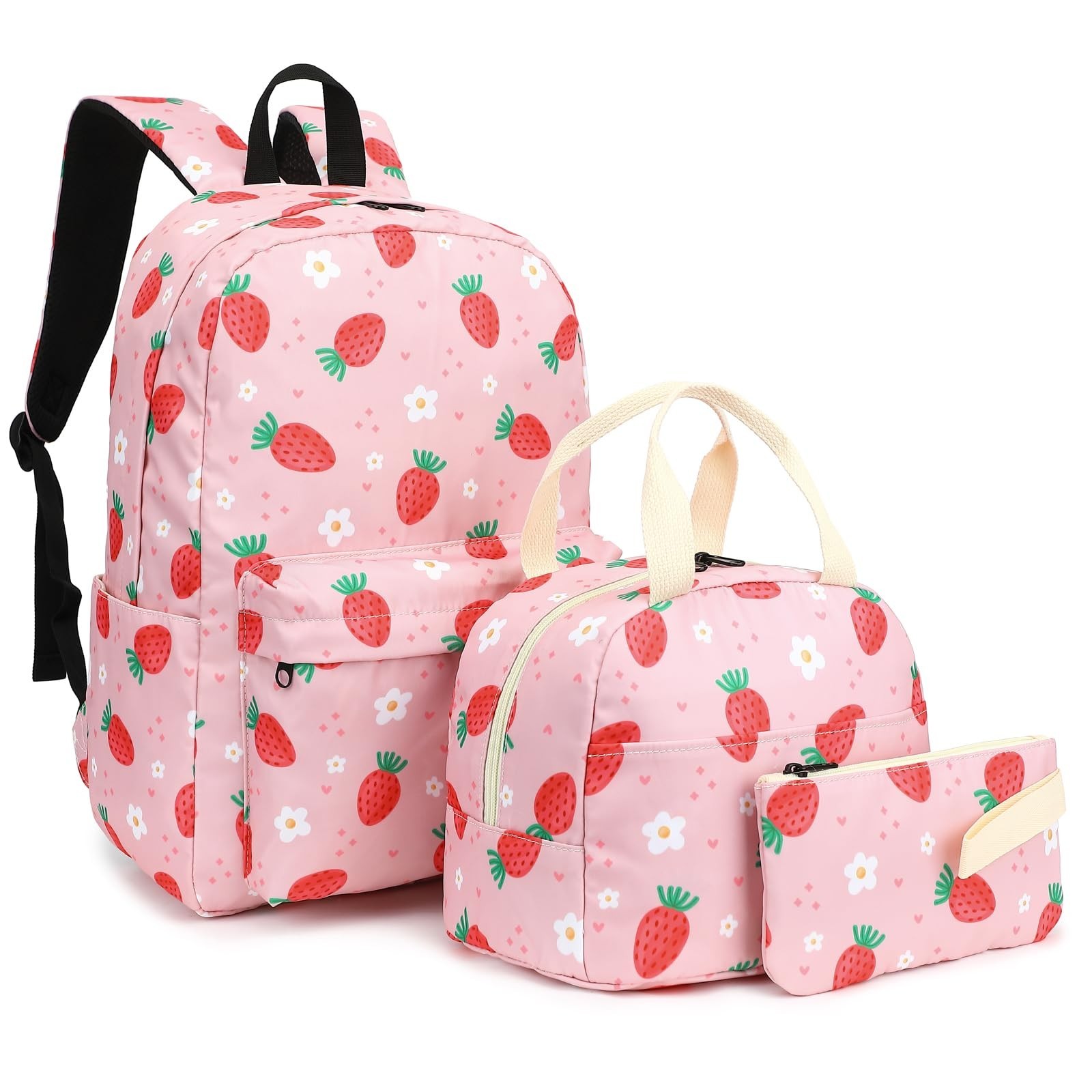 Strawberry Girls School Backpack for Kids Teens, Elementary Middle School Bac...