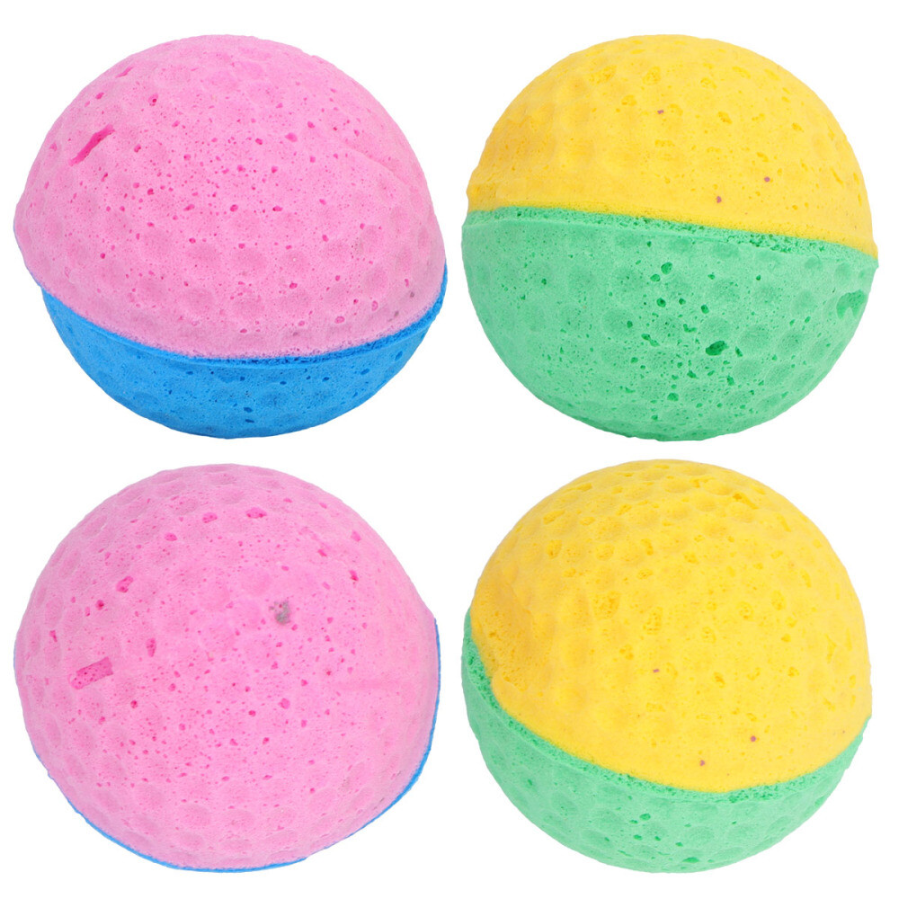 4Pcs Foam Cat Balls Anxiety Reducing Toys Latex Ball Pet Sponge Kitty Kitten Toy
