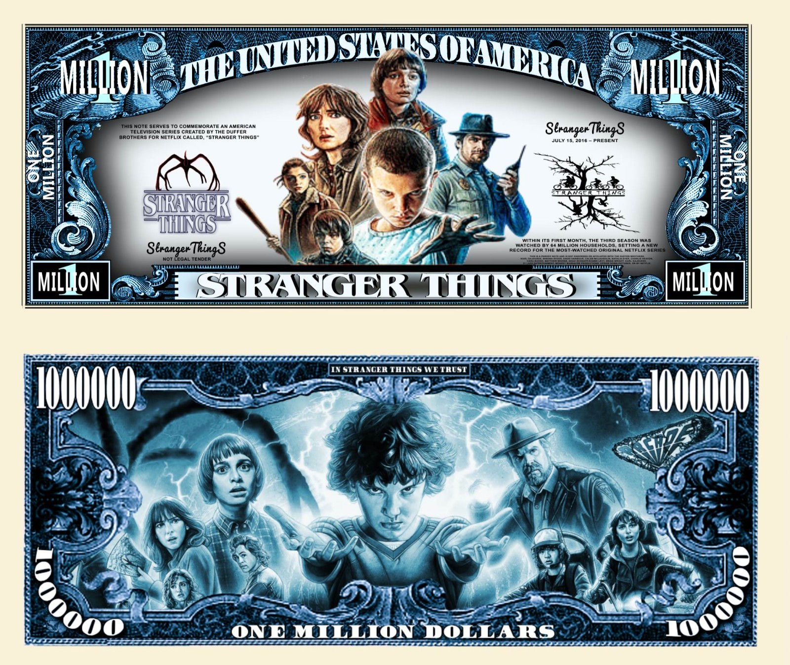 OUR STRANGER THINGS NOVELTY NOTE AND BILL (25 Each)