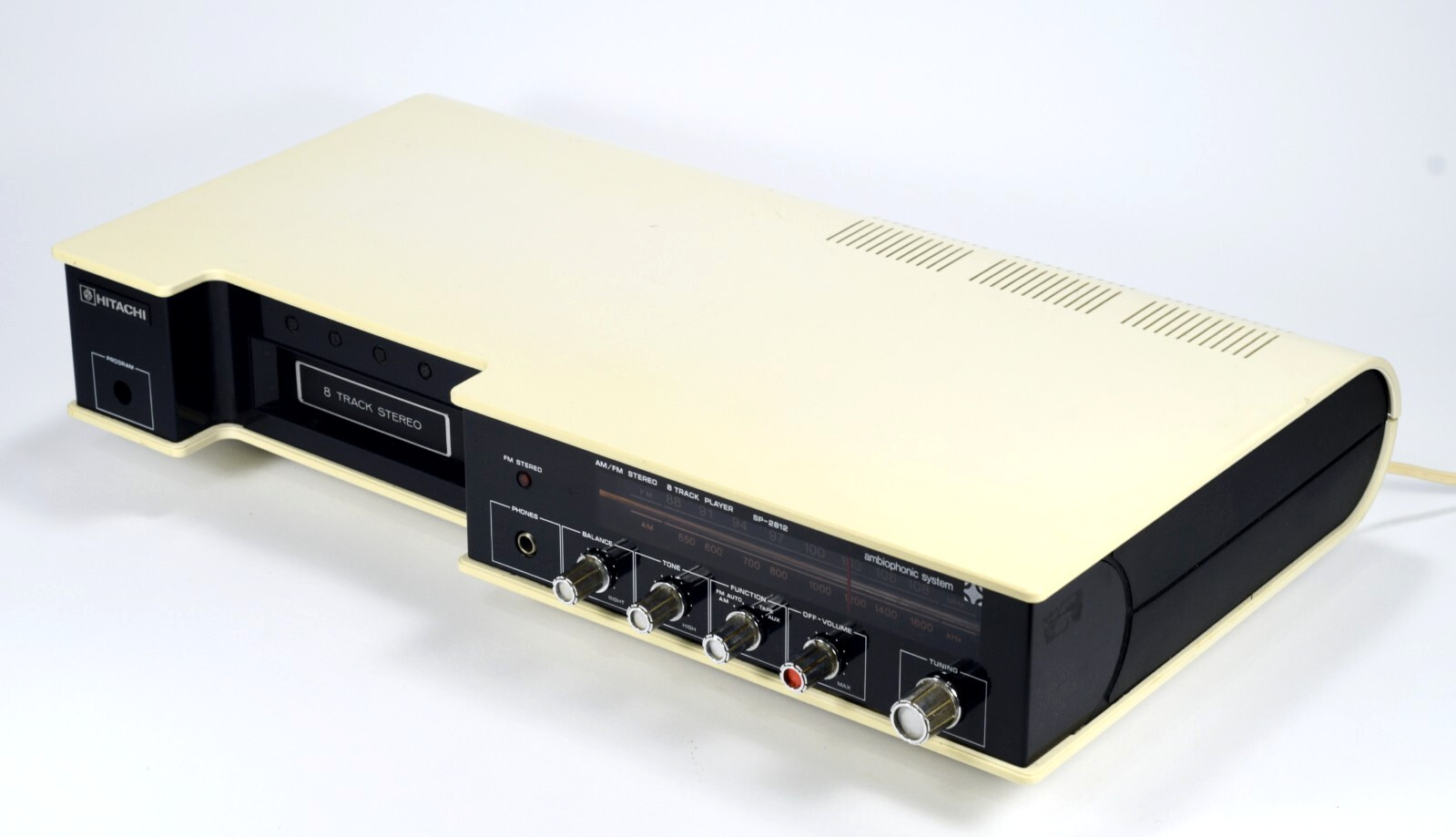 Hitachi SP-2812 8-Track Player, AM-FM Radio & Aux  Retro 1973  Working! PLS READ