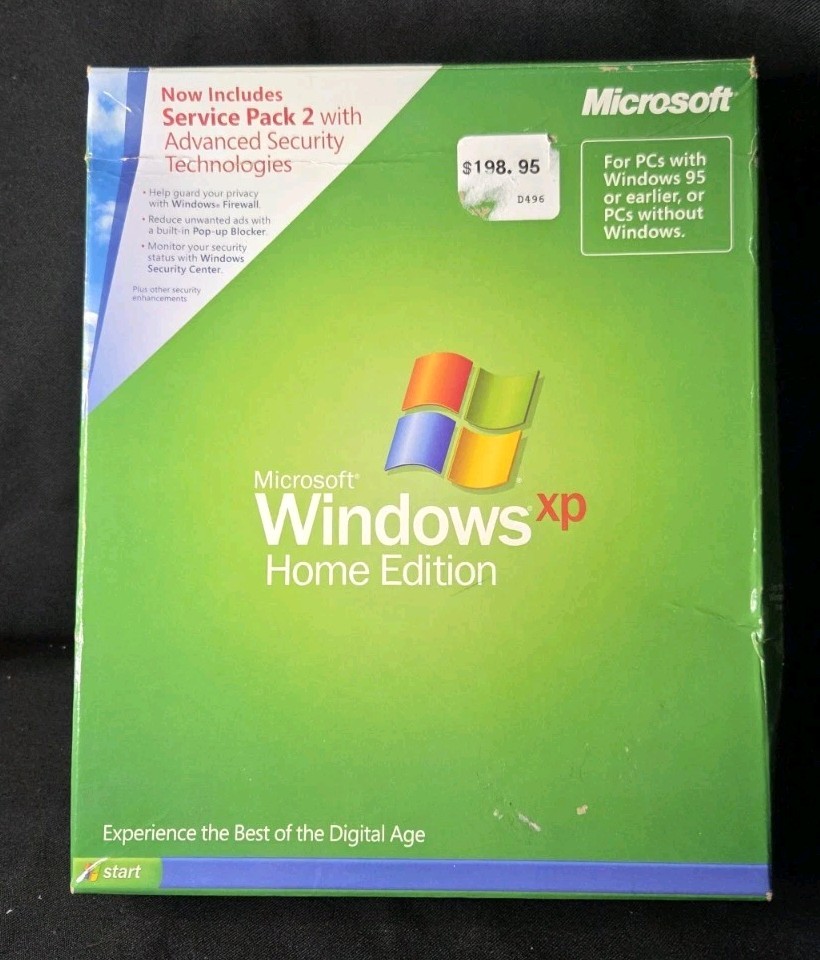 MICROSOFT Windows XP Home Edition Upgrade 2002 SP Product Key & Box