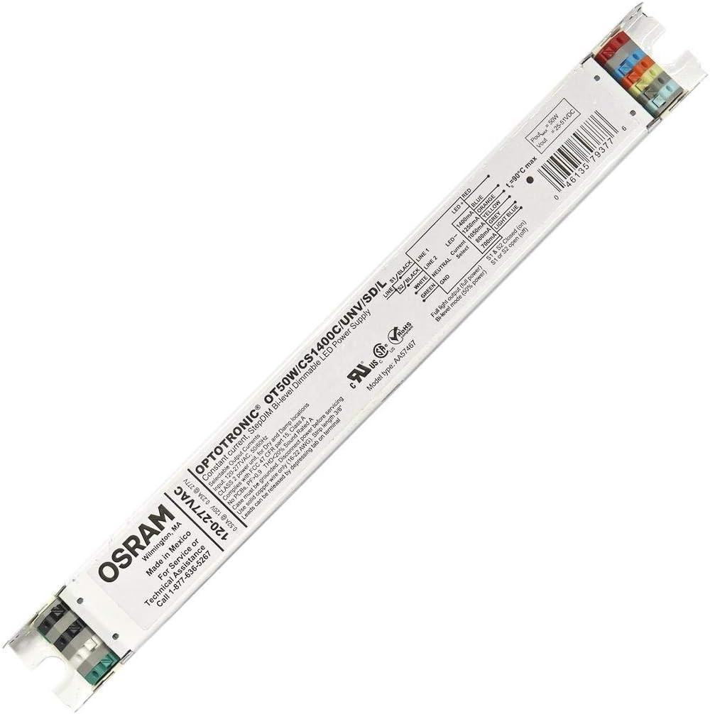 OSRAM OPTOTRONIC 50W Constant Current Step-Dimmable LED Power Supply, 1 Pack, Wh