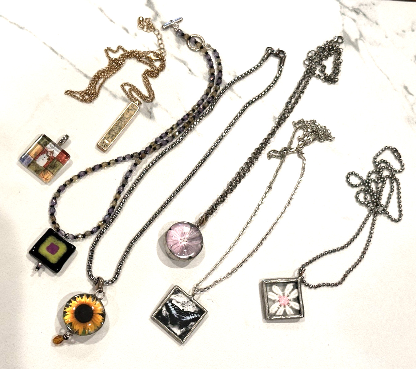 CONTEMPORARY INSPIRATIONAL PENDANTS GLASS BUBBLE CHARMS CHAIN NECKLACES LOT LN