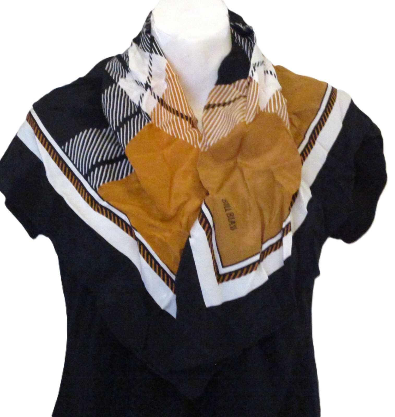 Bill Blass for Baar & Beards 30" Silk Scarf Plaid Made in Korea Hand Rolled 70's