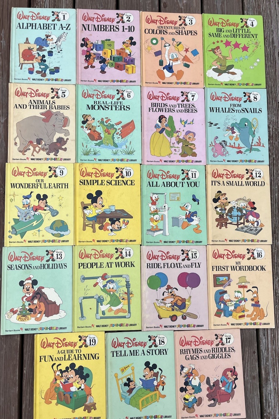 Walt Disney 1983 Fun-To-Learn Hardcover Children's Books  1-19 Complete Set HB