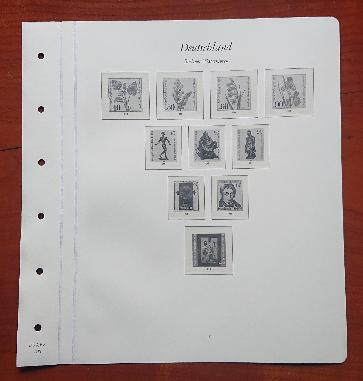 Vordruckblatt Berlin Westsektoren Borek 1981 S.S.50 Plants Barlach Beuth