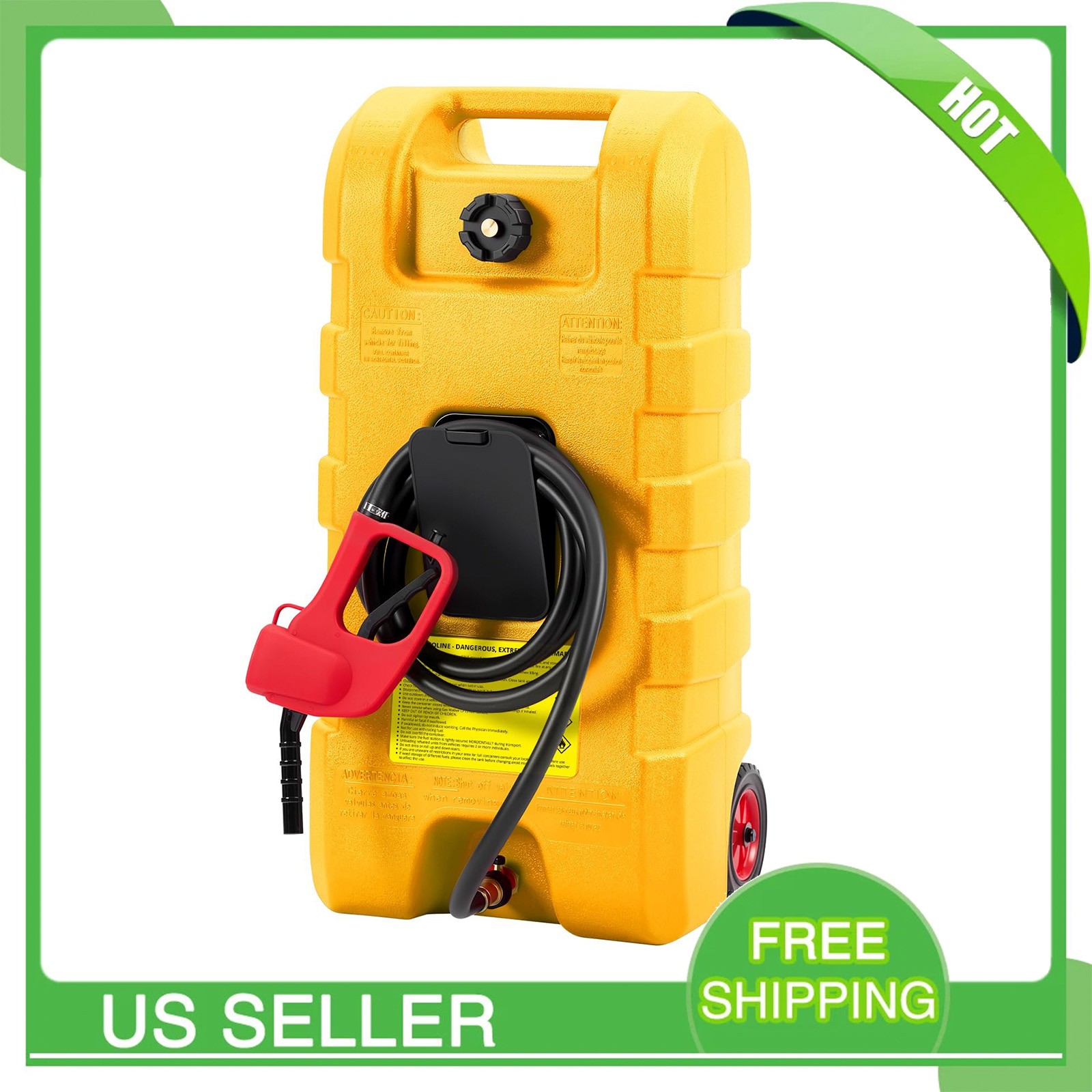 Heavy-Duty Portable Fuel Caddy 60L Gasoline Tank, Manual Siphon Pump, 10FT Hose