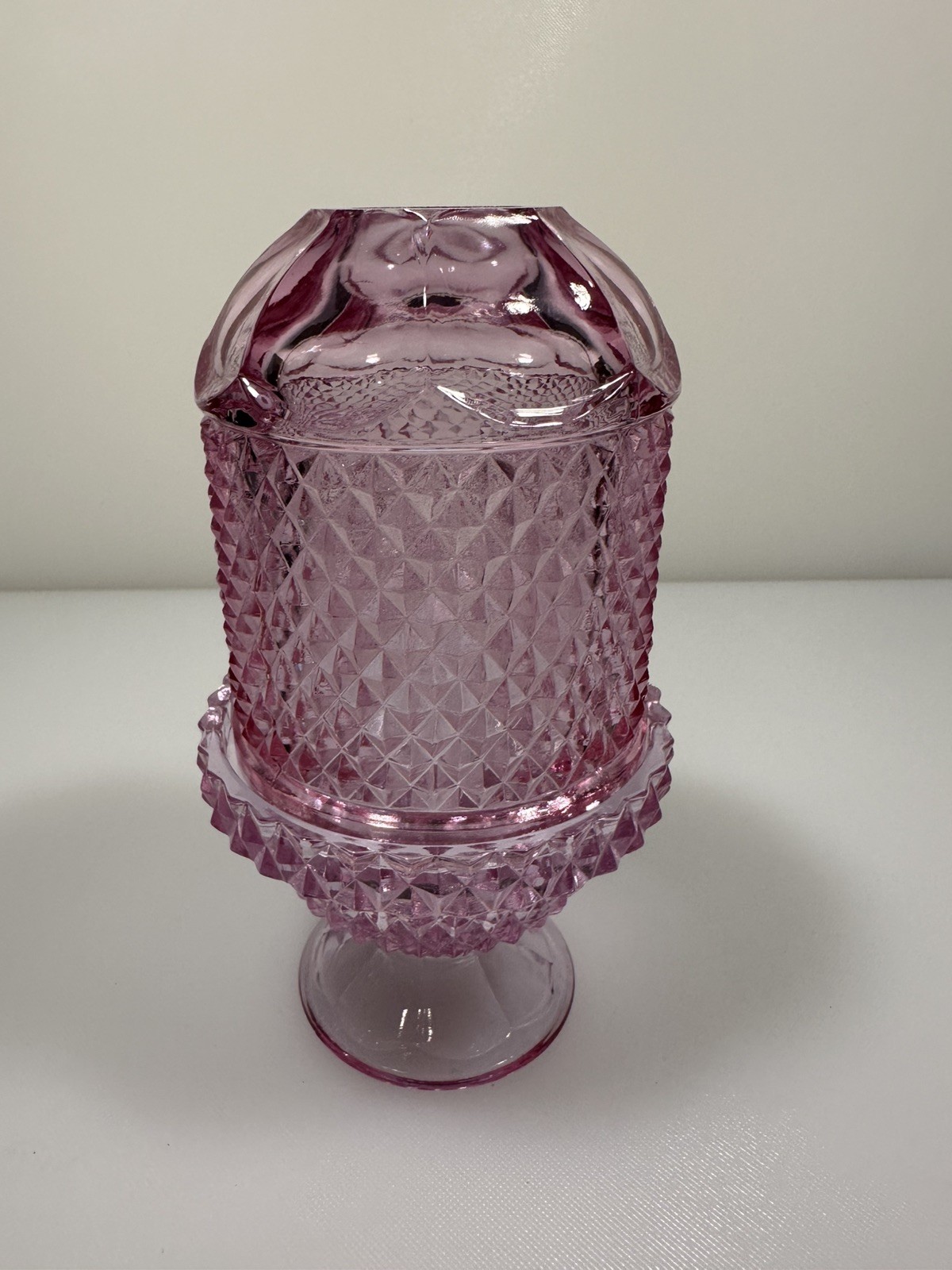 Viking Glass HTF Diamond Point PINK Fairy Lamp 