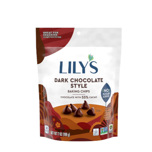 Lily's Dark Chocolate Style No Added Sugar Baking Chips, Bag 7 oz