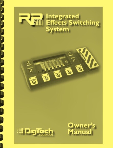Digitech RP500 Guitar Modeling Multi-Effect Processor Pedal OWNER'S MANUAL 