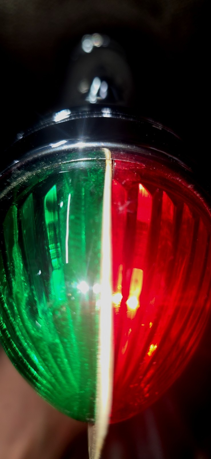 VTG Portable Marine Boat Bow Navigation Light Red Green Chrome Clamp-On WORKS!