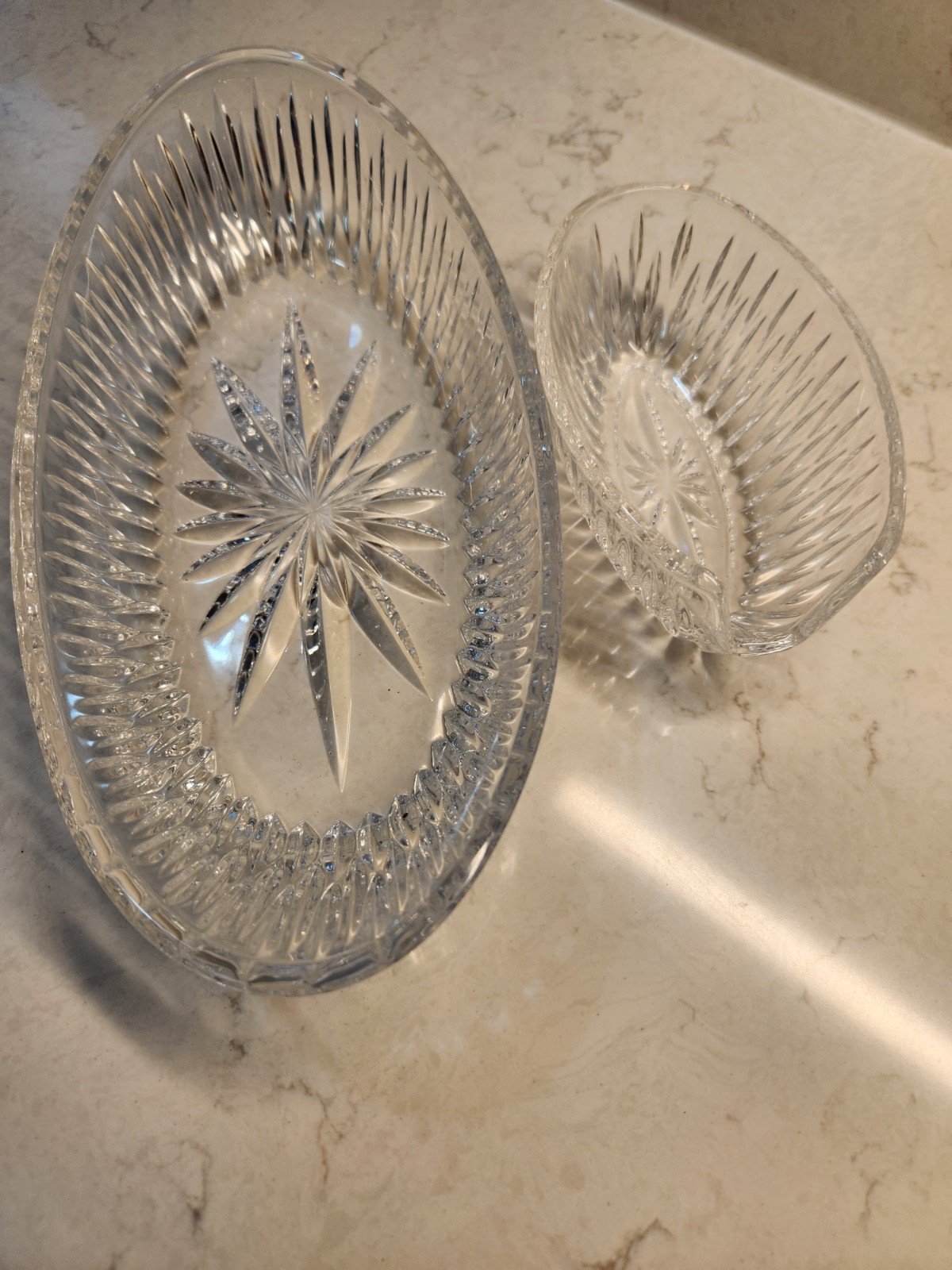 Princess House Highlights Crystal Buffet Spoon Holder and Matching Pickle Dish