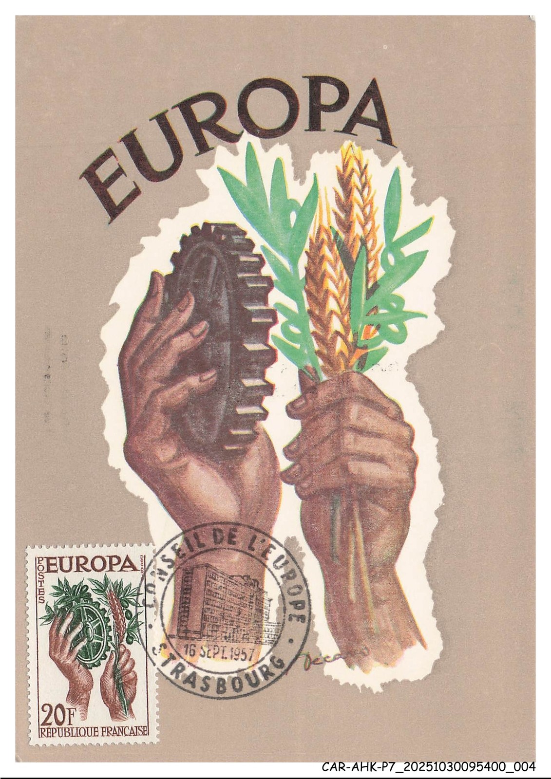 CAR-AHKP7-0397-MAXIMUM Cards - STRASBOURG - Europe - 1957