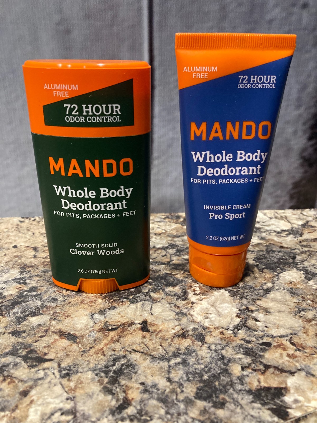 Mando Deodorant Invisible Cream Pro Sport 2.2oz + Smooth Solid Clover Woods 2.6o