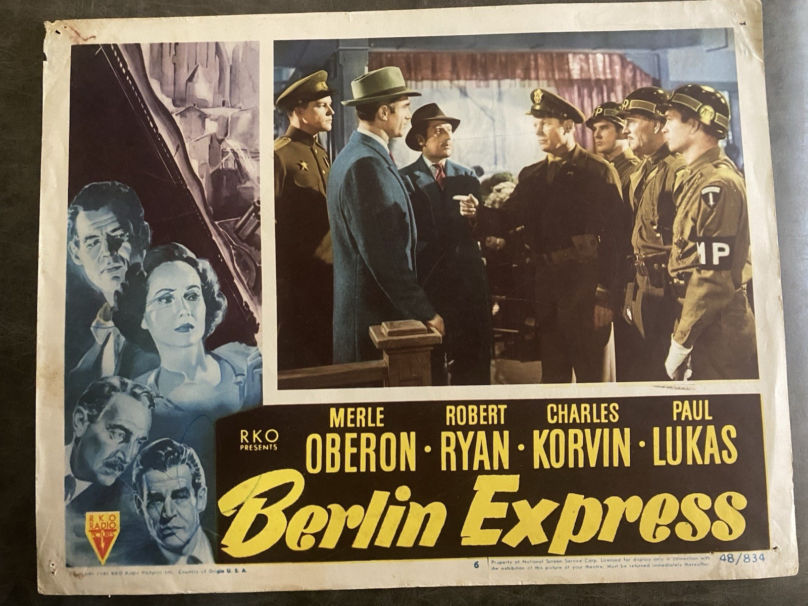 BERLIN EXPRESS 1948 Original Vintage Lobby Card with Robert Ryan & Merle Oberon