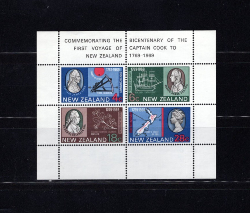 New Zealand 434a Captain Cook Ships 1969 VF MNH S/S LG