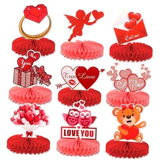 , Valentines Day Centerpiece for Table - Pack of 9 | Valentines Day 