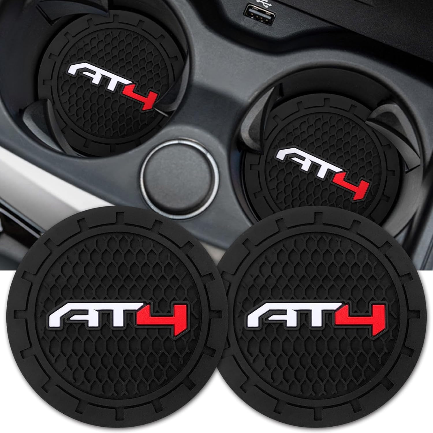 Car Cup Holder Coaster for GMC AT4 Series Recessed Silicone Cupholder Coaster In
