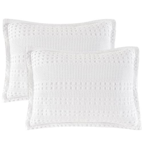  100% Cotton Ruffle Waffle Pillow Shams 26" x 20" (Pack of 2) White-ruffle
