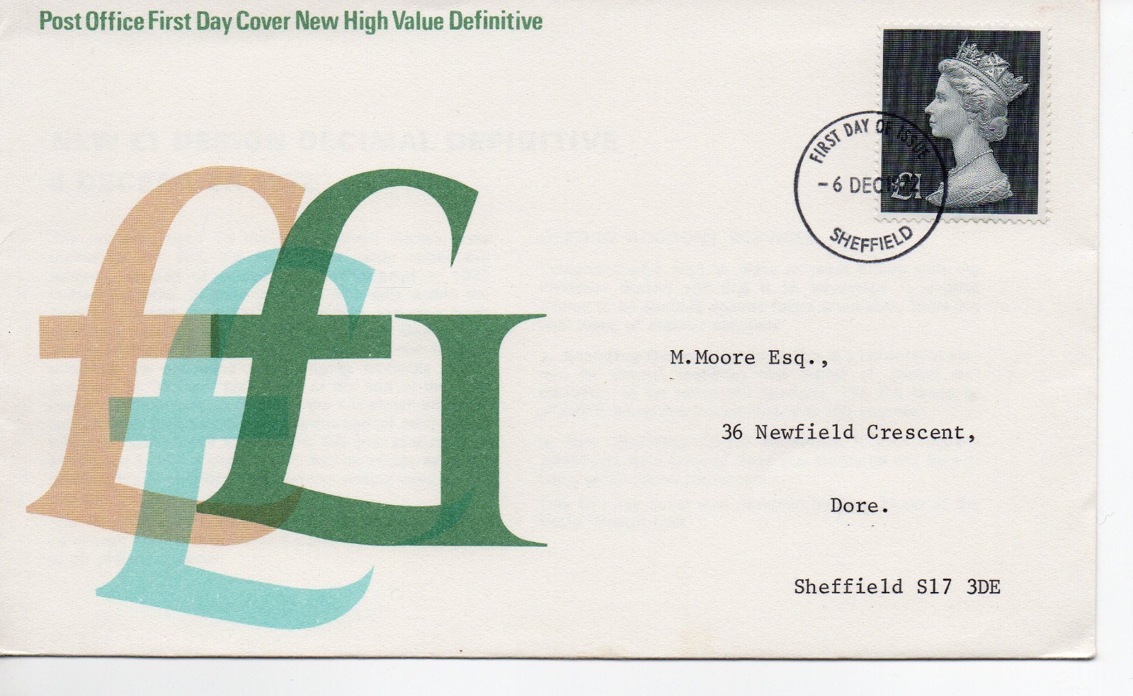 GB - First Day Cover (C 1 ) 1972 Machin - 1 value to £1.00 -  pmk. Sheffield