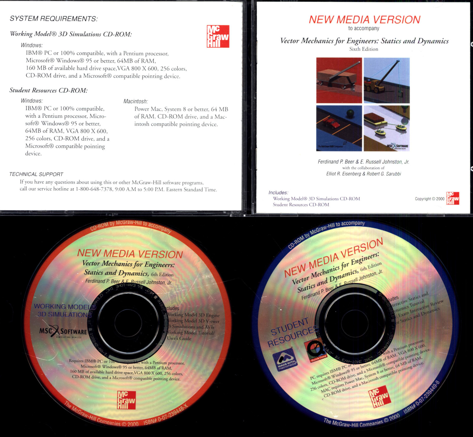 2 CD-ROMs BEER NEW MEDIA VERSION VECTOR MECHANICS ENGINEERS STATICS & DYNAMICS