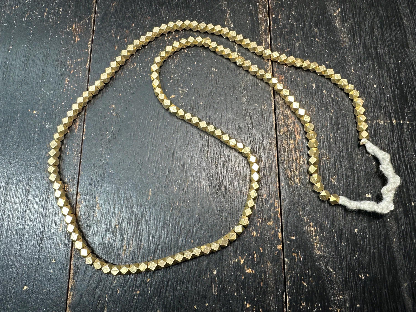 Vintage Style Nepal Brass Faceted Beads Strand – 140–145 Geometric Brass Beads,