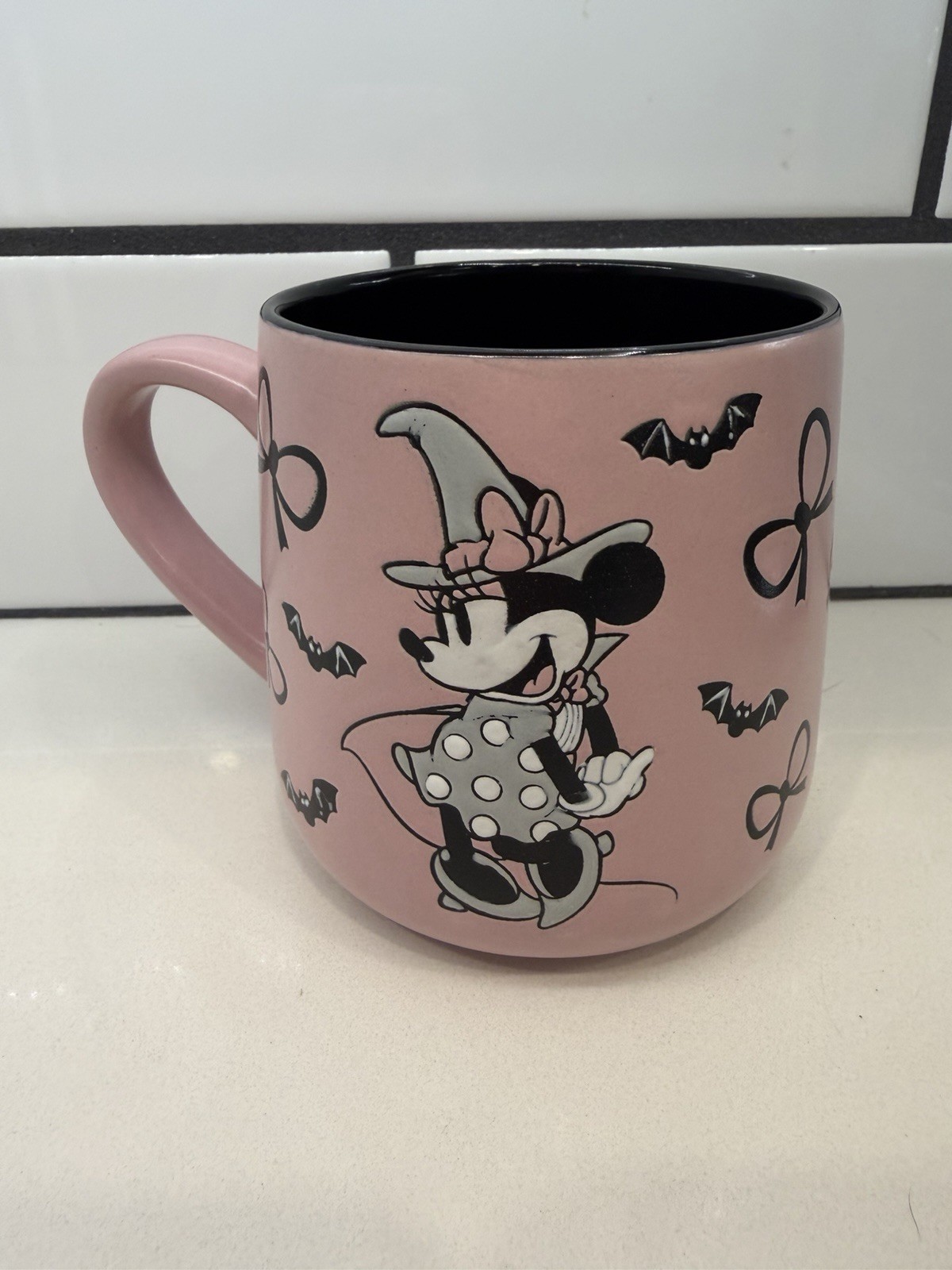 NEW 2024 Pink Disney Minnie Mouse Witch Hat Bats Bows Halloween Mug Viral