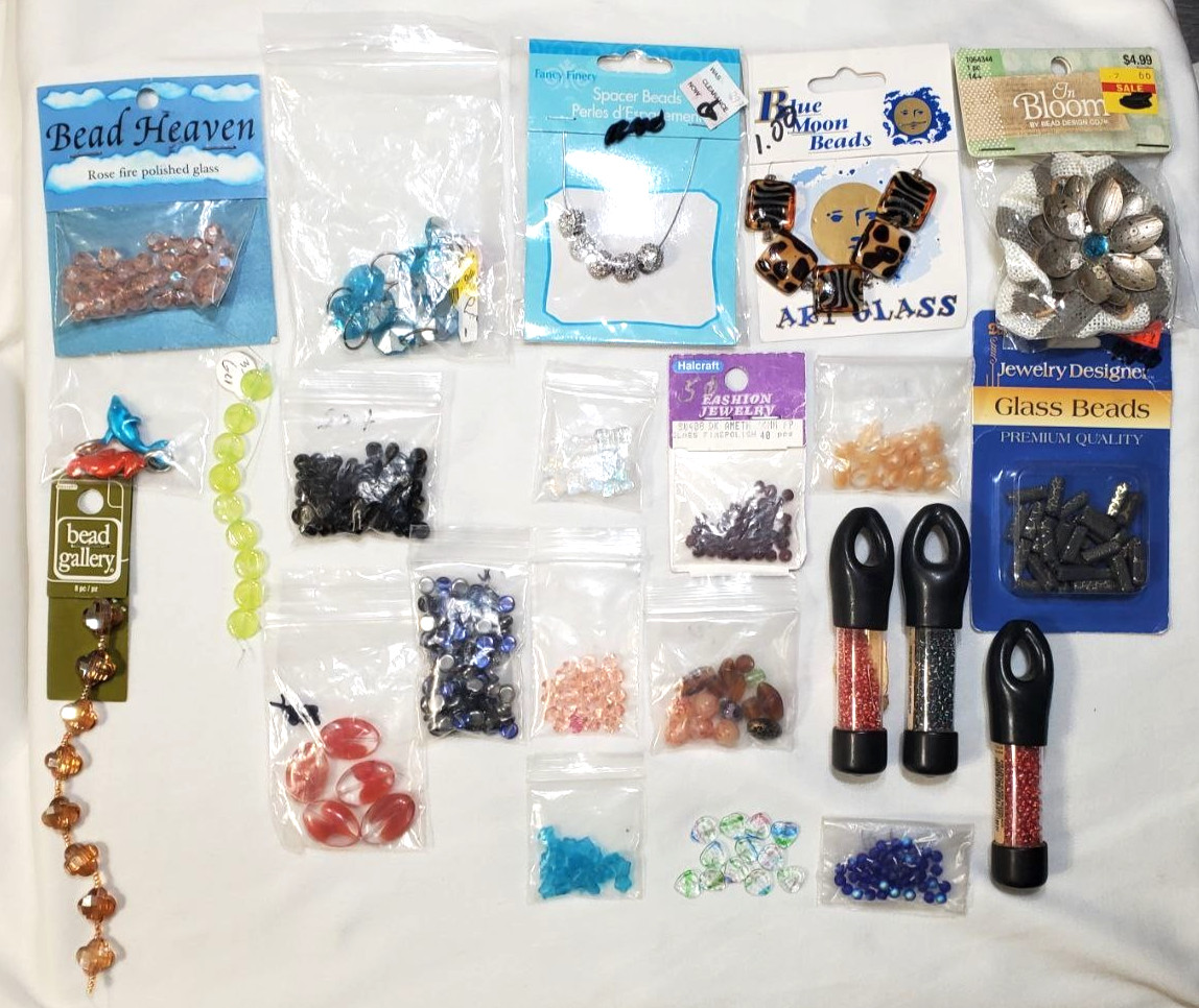 Mixed Lot Glass Beads Seed Beads Jewelry Making Blue Moon Halcraft Czech #26