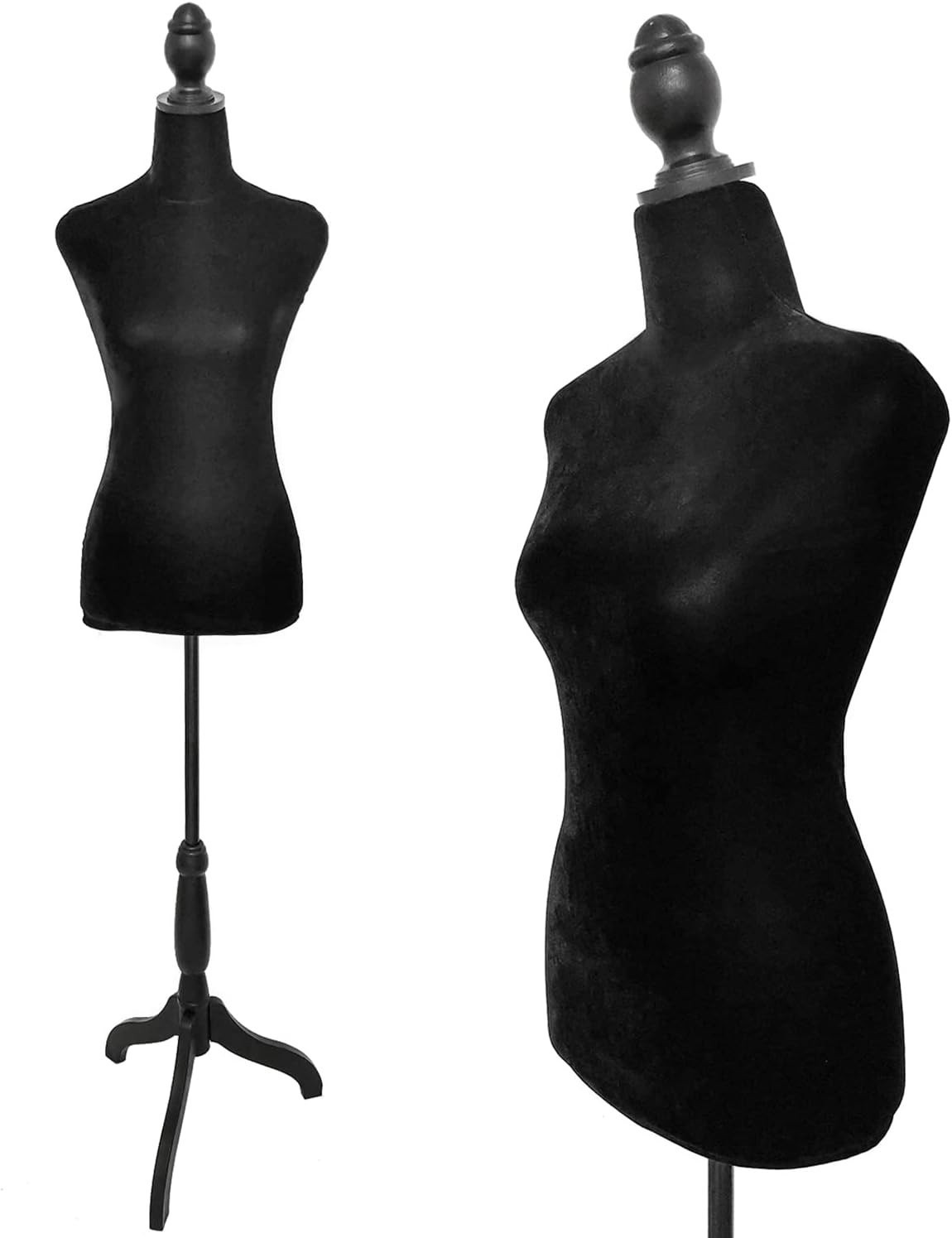 Black Female Dress Form Mannequin Torso Body with Adjustable Tripod Stand Dress 