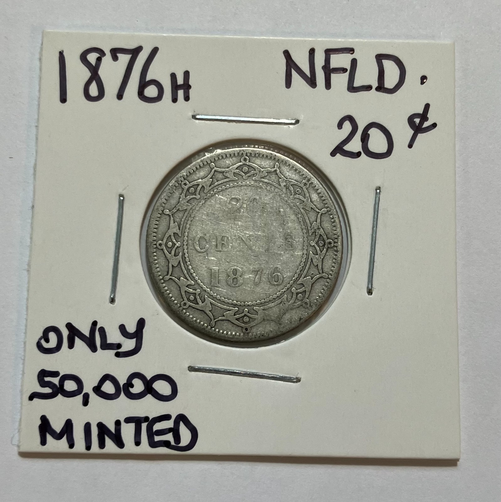 1876 H Newfoundland Silver 20 Cents