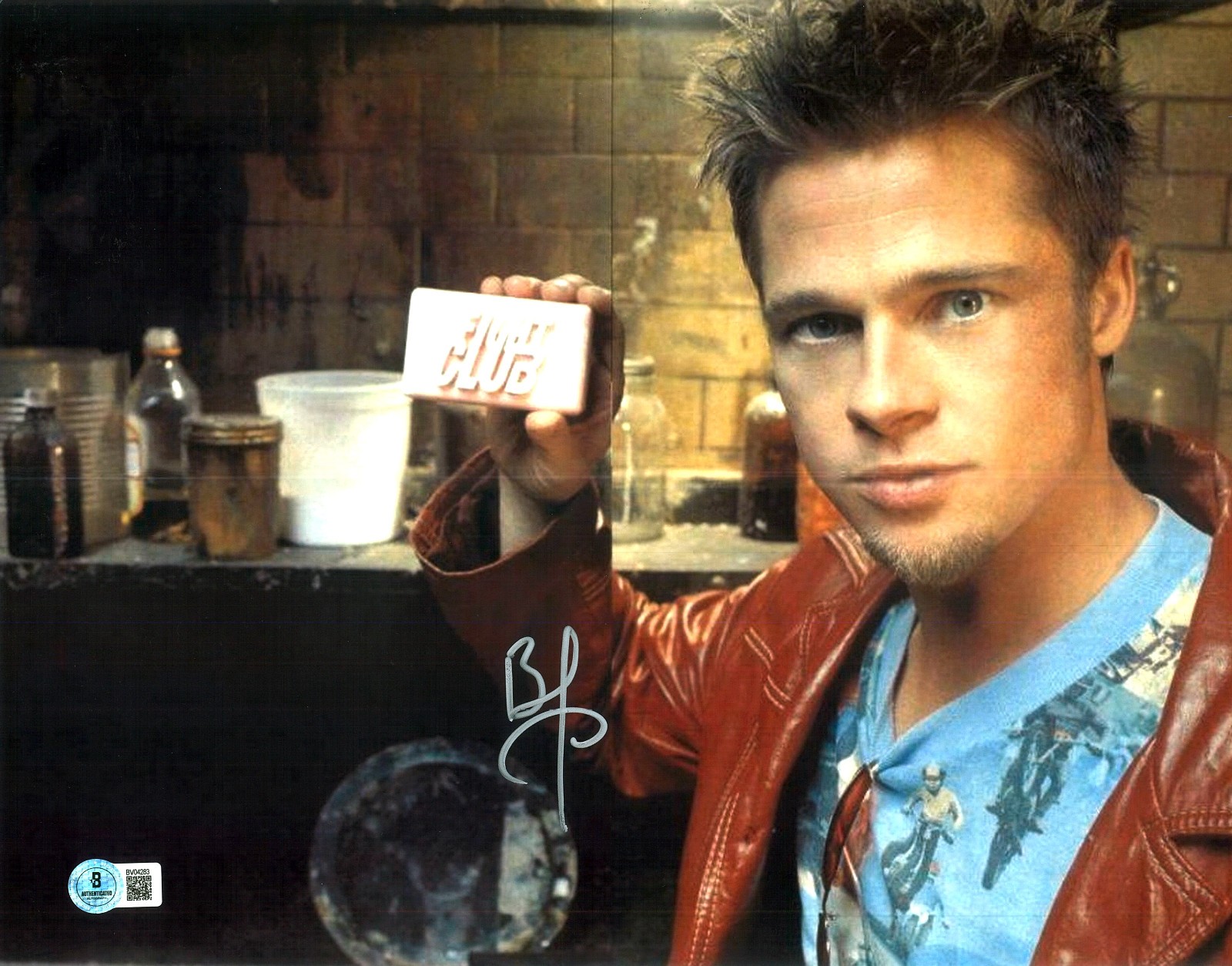 BRAD PITT SIGNED AUTOGRAPH 11X14 PHOTO FIGHT CLUB BAS BECKETT