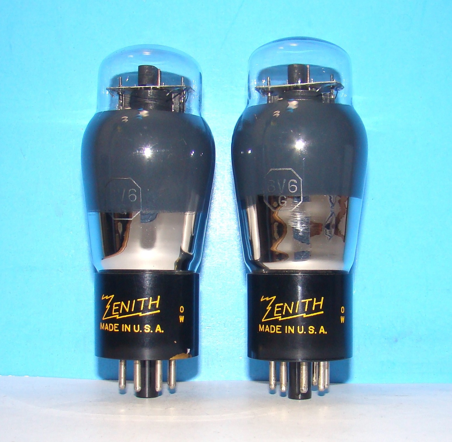 No 6V6G Zenith radio audio amplifier vacuum 2 tubes valves tested ST shape 6V6GT