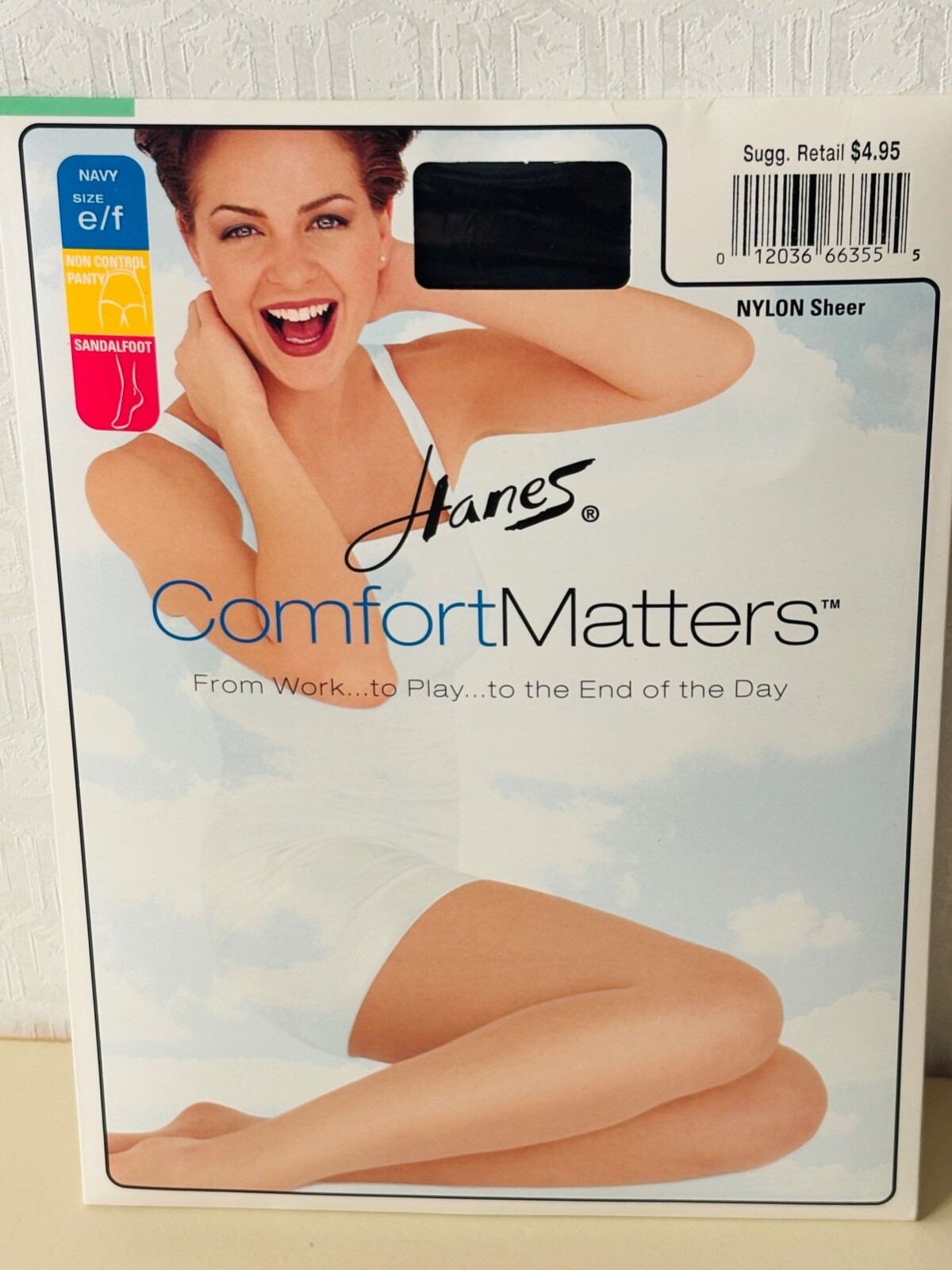 NOS VTG HANES COMFORT MATTERS SHEER NAVY BLUE PANTYHOSE NYLONS*EF