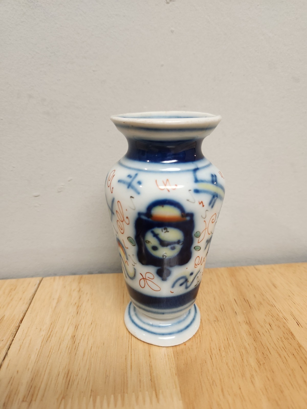 Antique Gaudy Welsh Victorian Japanese Imari Style Miniature 5 In Vase 1881