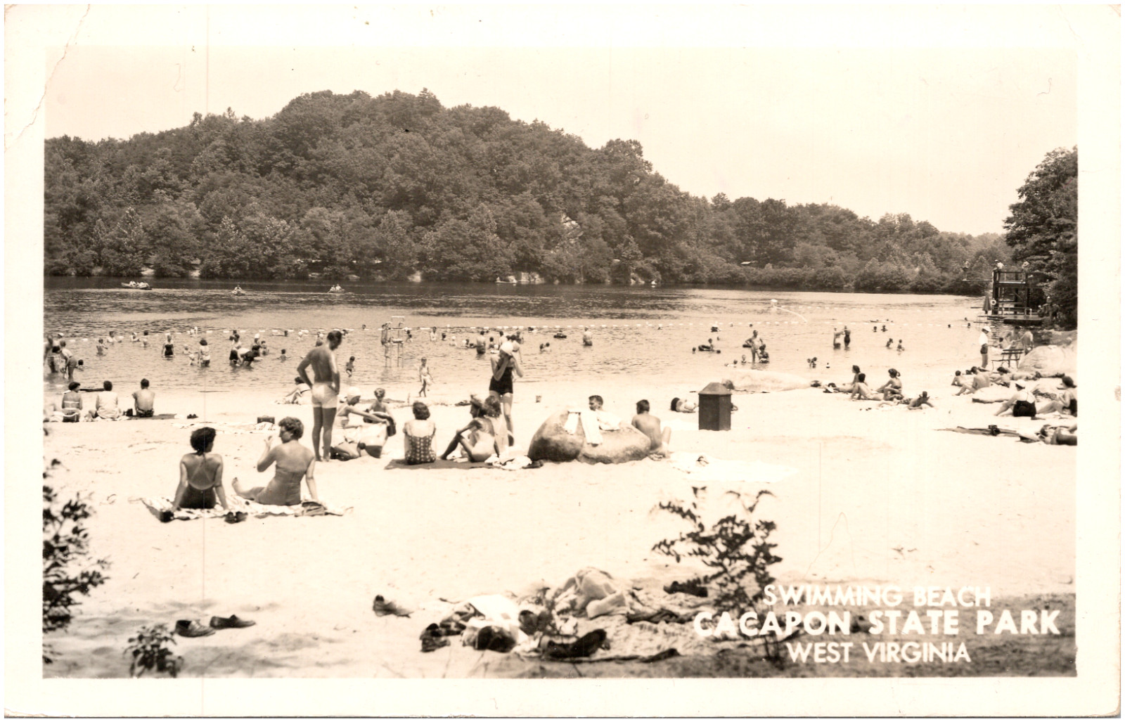 Swimming Beach at Cacapon State Park West Virginia WV 1950s RPPC Postcard Photo