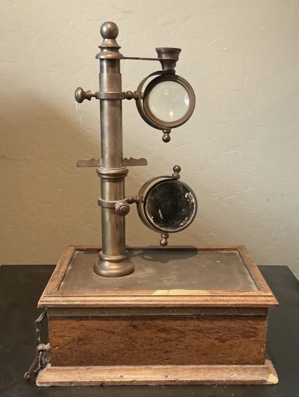 Antique Charles Darwin Microscope Lens Lab Equipment Mirror Brass Box 1831